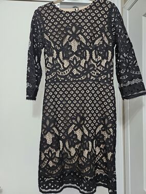 Danny & Nicole Black Lace Dress with Nude Lining